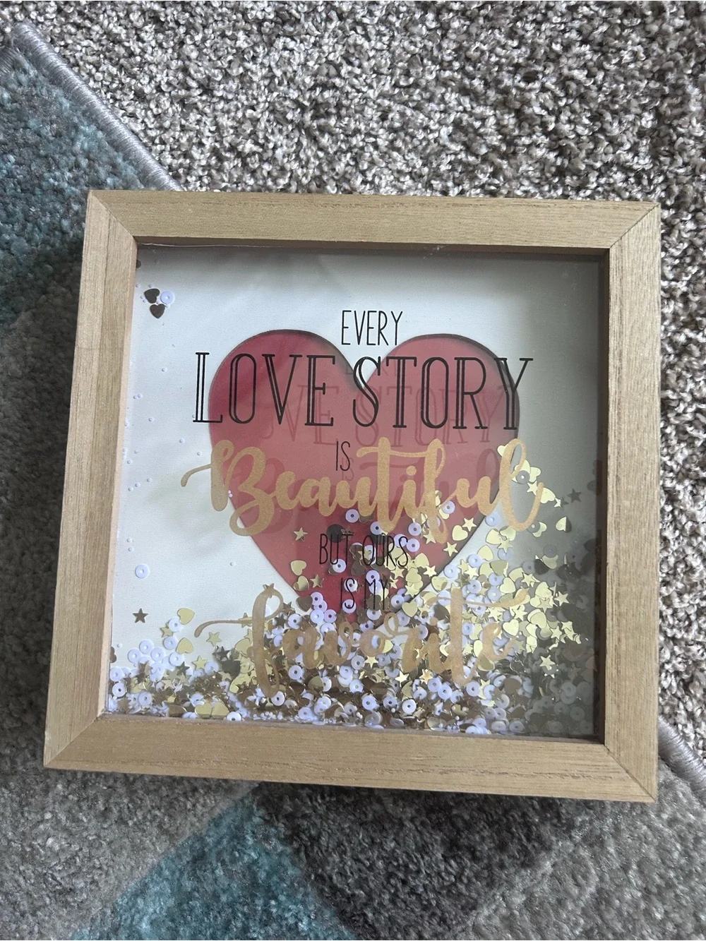 Framed Decorative Heart Shaker Sign - Pink and Gold